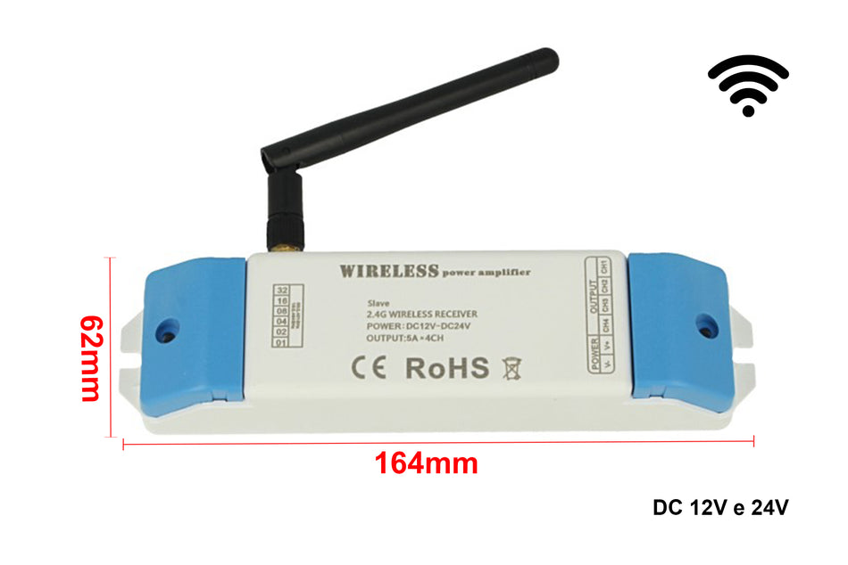 Amplificatore Wireless 2.4G Slave Segnale PWM 4 Canali RGBW 12V 24V AP244 5AX4