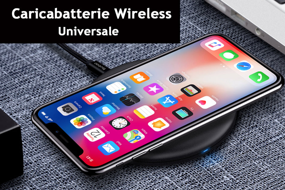 Caricabatterie Wireless Veloce Black 10W Slim QI <table class="table
