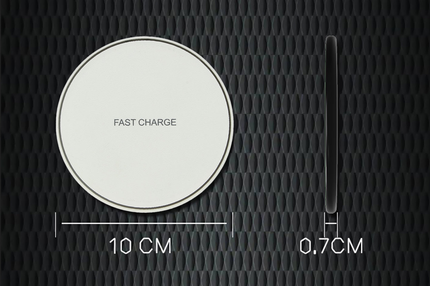 Caricabatterie Wireless Veloce Bianco 10W Slim QI <table class="table
