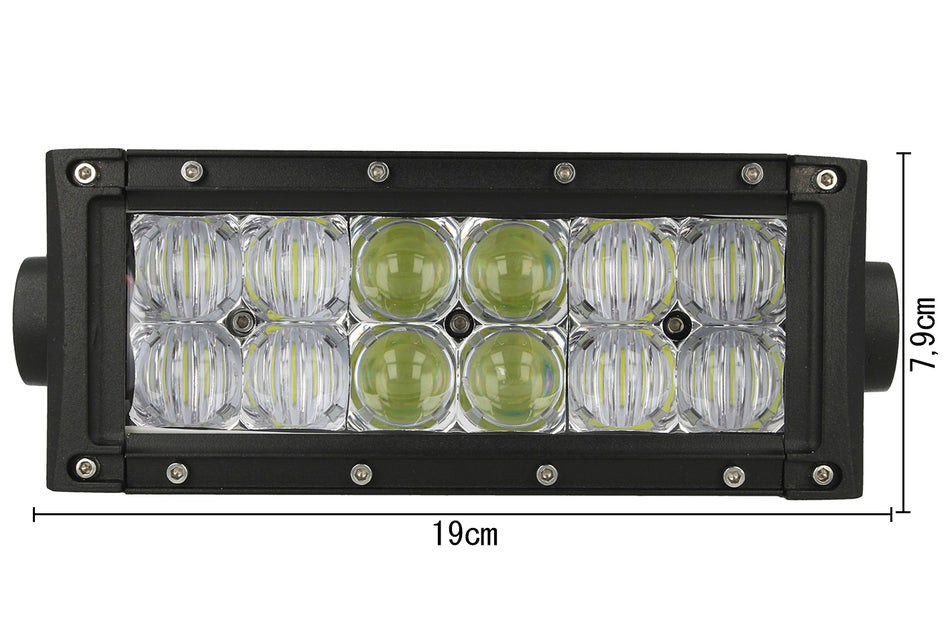 Barra Led 36W 190mm 9V-60V Doppia Fila 12X3W Lente Combo IP67 Per Fuoristrada
