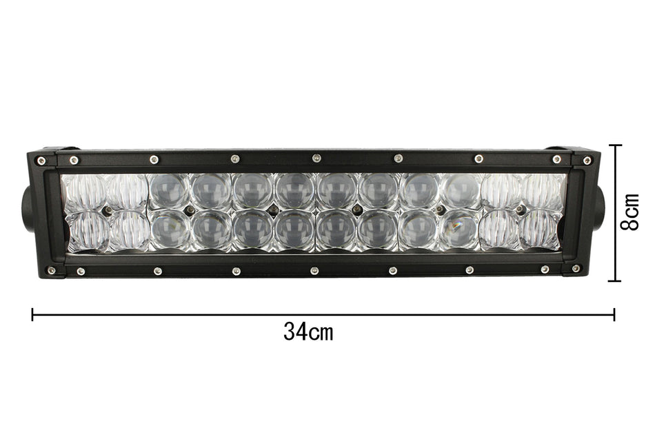 Barra Led 72W 341mm 9V-60V Doppia Fila 24X3W Lente Combo IP67 Per Fuoristrada