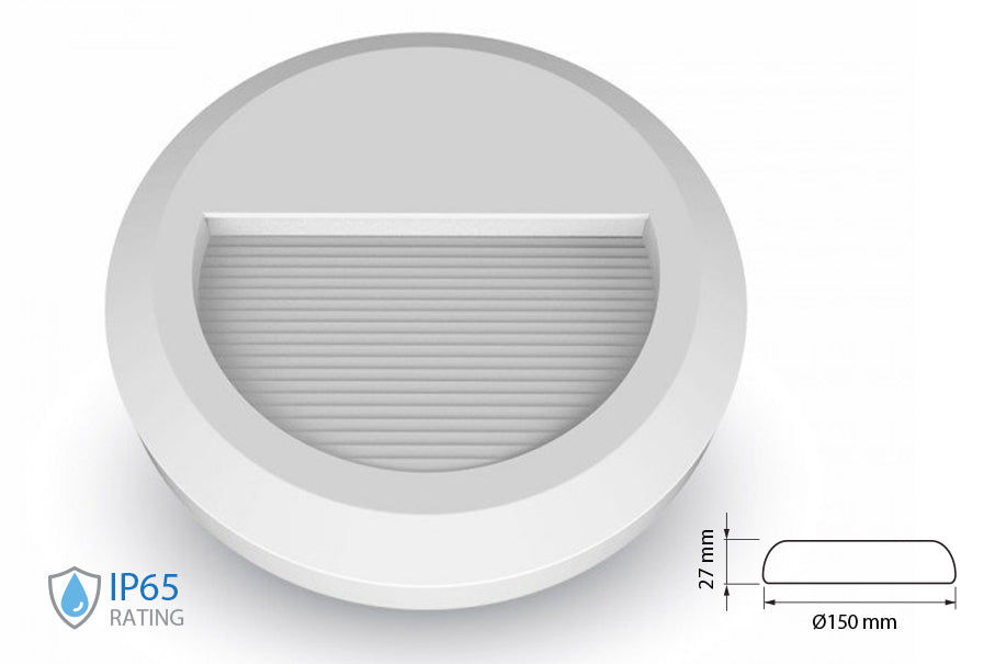 Faretto Luci Led Segnapasso Rotondo Carcassa Bianca 2W Bianco Neutro IP65