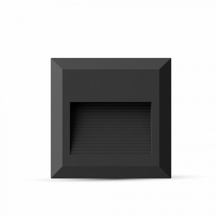 Faretto Luci Led Segnapasso Quadrata Carcassa Nera 2W Bianco Neutro IP65