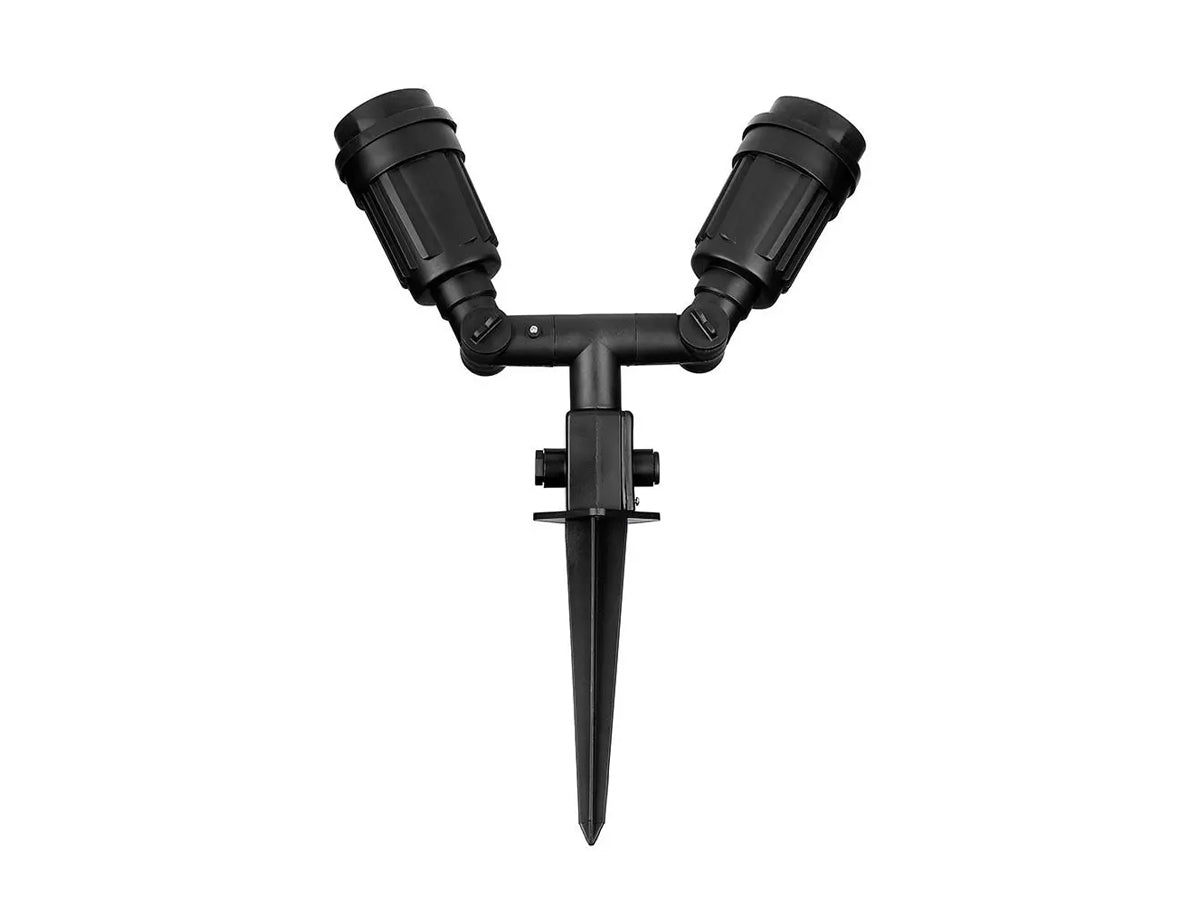 Faretto da Giardino Con Picchetto Attacco E27 Garden Spike Doppia Testa IP44