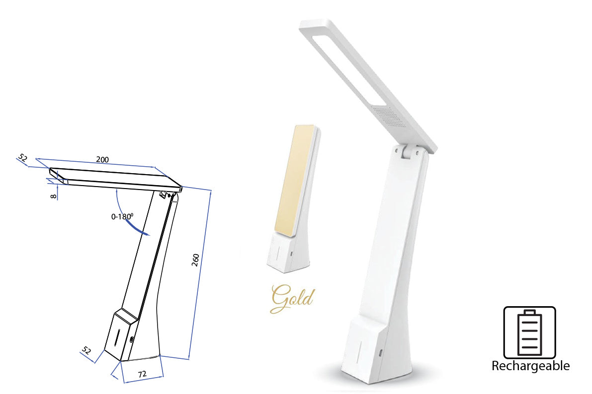 Lampada Led Da Tavola Ricaricabile Portatile 4W Dimmerabile In 3 Intensita