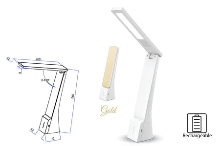 Lampada Led Da Tavola Ricaricabile Portatile 4W Dimmerabile In 3 Intensita