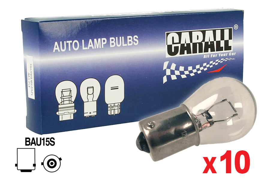 10 Pezzi Lampada Alogena S25 PY21W BAU15S 12V 21W Singolo Filamento Trasparente
