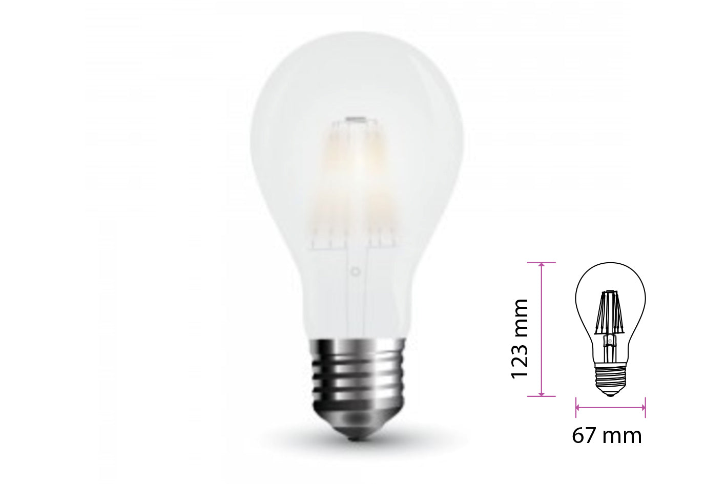 Lampada Filo Led a Filamento E27 9W Bianco Caldo 2700K 1100 LM A++ A67 Vetro