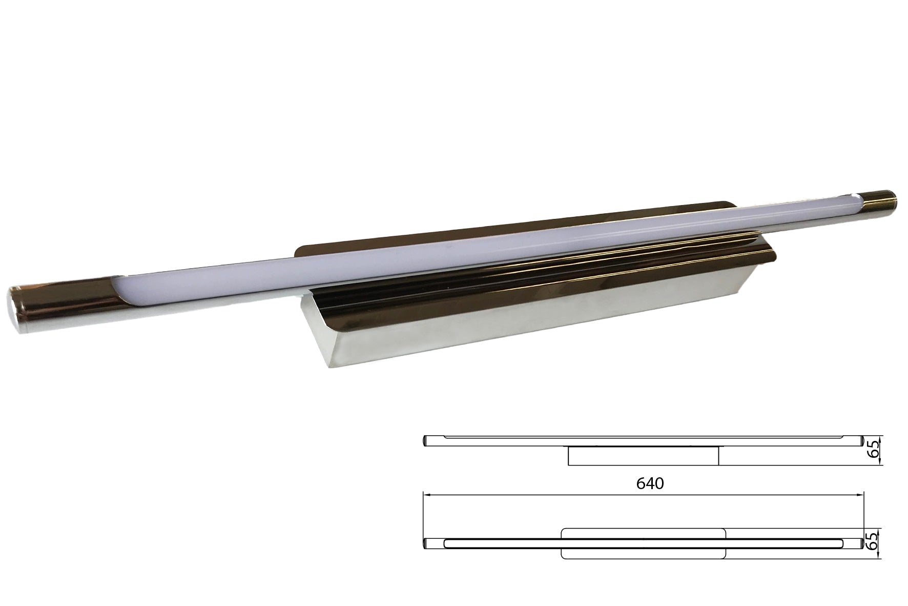 Applique Lampada Led Da Parete Modello Havana Cromato 12W Bianco Neutro 65cm