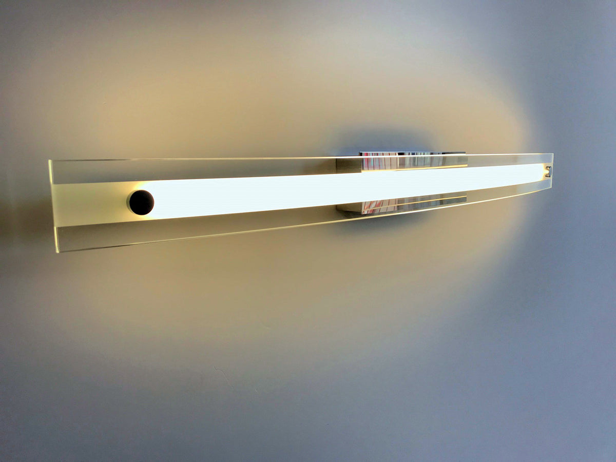 Applique Lampada Led Da Parete Modello Marian Cromato Con Vetro 12W Bianco