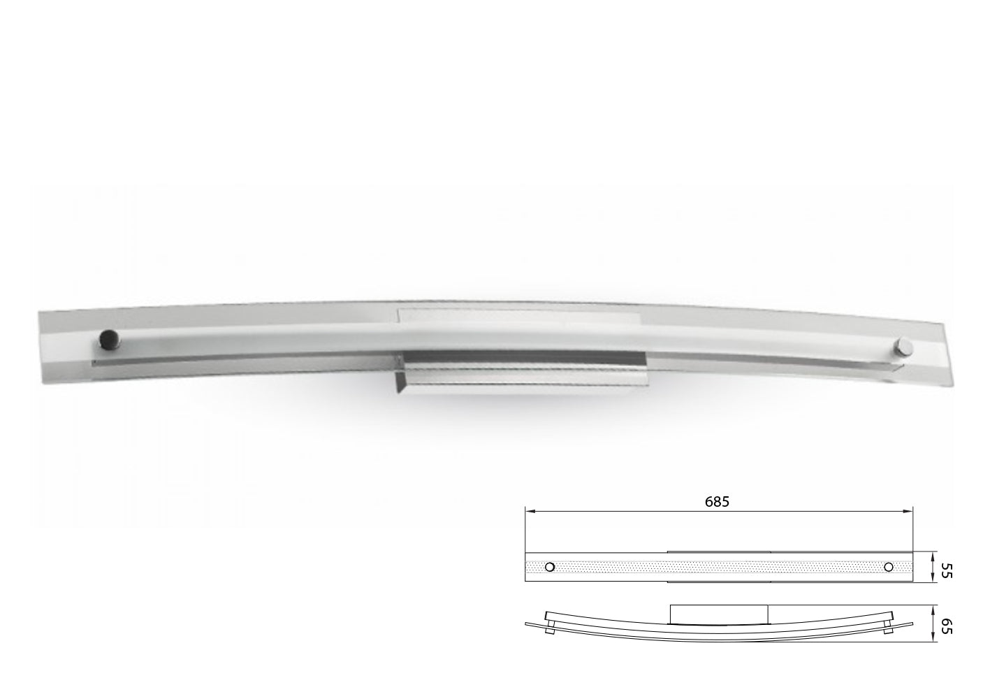 Applique Lampada Led Da Parete Modello Marian Cromato Con Vetro 12W Bianco