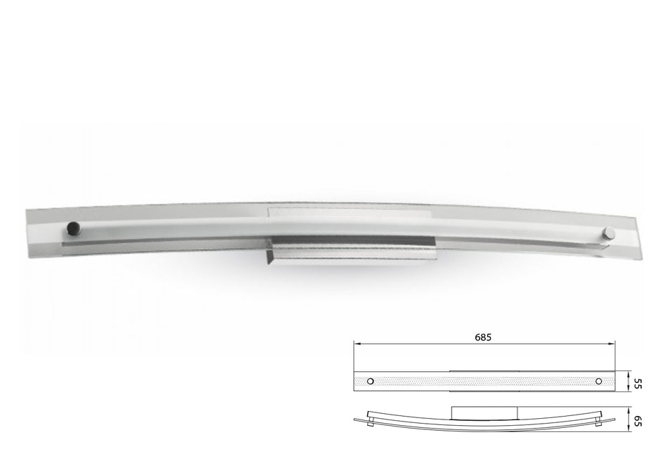 Applique Lampada Led Da Parete Modello Marian Cromato Con Vetro 12W Bianco