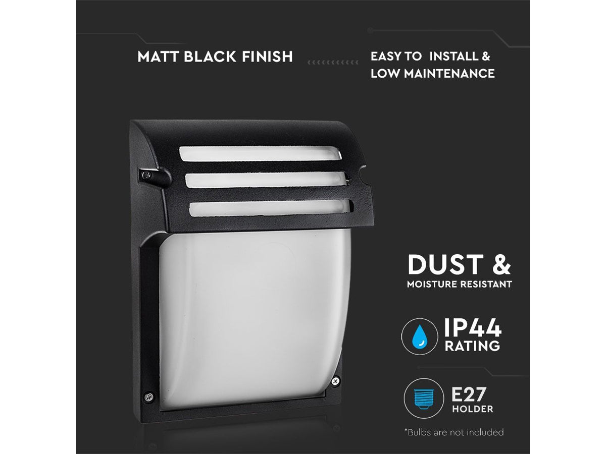Applique Lampada Da Parete Giardino Esterno Attacco E27 Colore Nero Vetro Opale