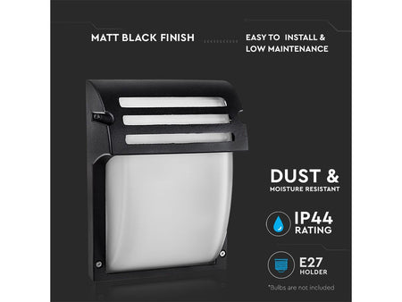 Applique Lampada Da Parete Giardino Esterno Attacco E27 Colore Nero Vetro Opale