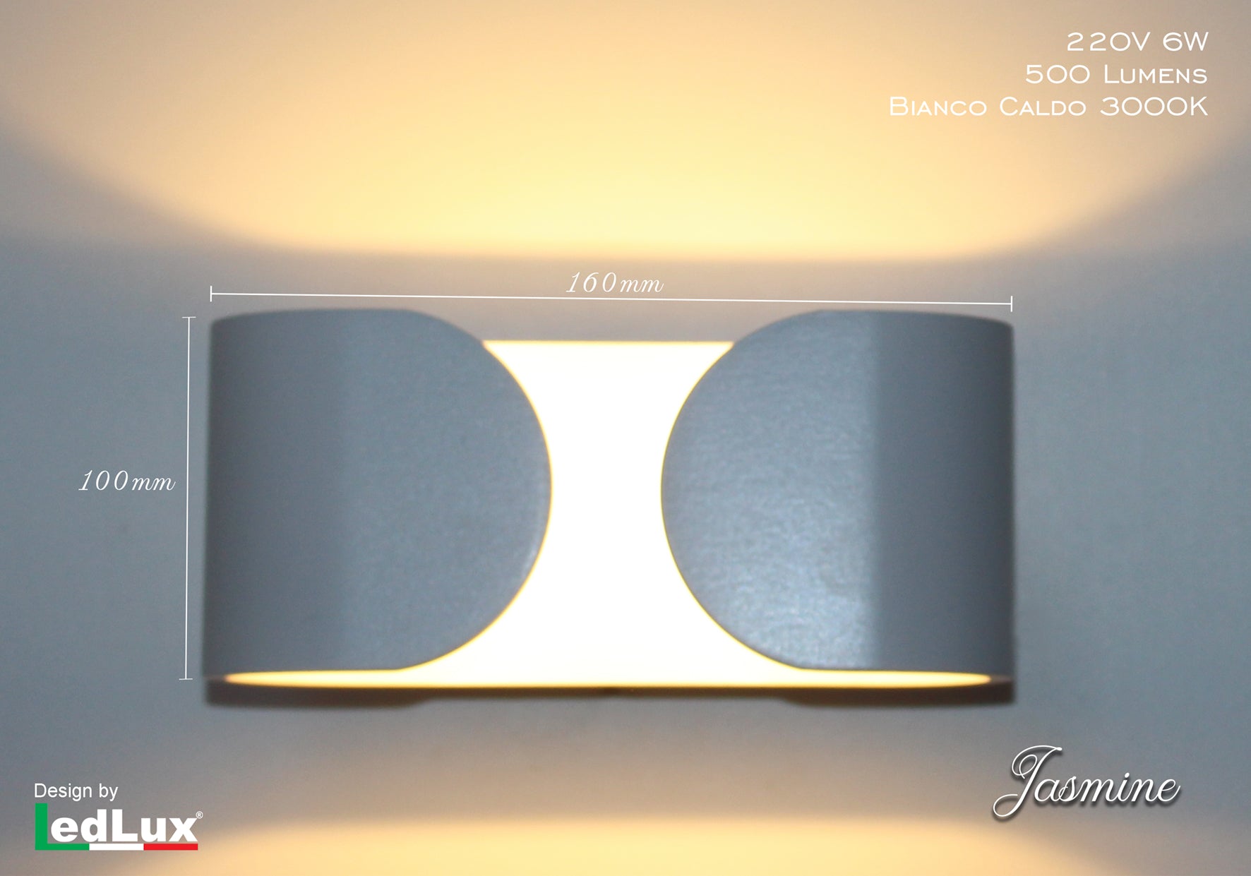 Applique Led Da Parete Modello Jasmine Italian Design Moderna 6W Bianco Caldo