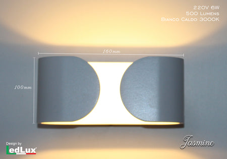 Applique Led Da Parete Modello Jasmine Italian Design Moderna 6W Bianco Caldo