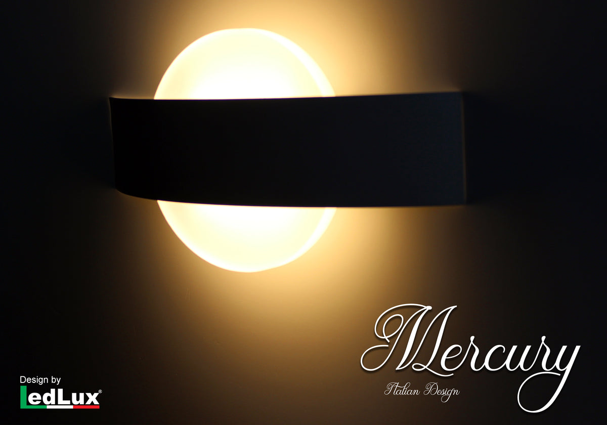 Applique Led Da Parete Modello Mercury Italian Design Moderna 6W Bianco Caldo