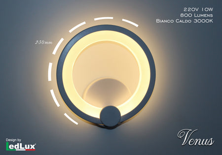 Applique Led Da Parete Modello Venus Italian Design Moderna 10W Bianco Caldo