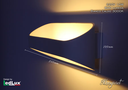 Applique Led Da Parete Modello Margaret Italian Design Moderna 10W Bianco Caldo