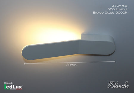 Applique Led Da Parete Modello Blanche Italian Design Moderna 6W Bianco Caldo