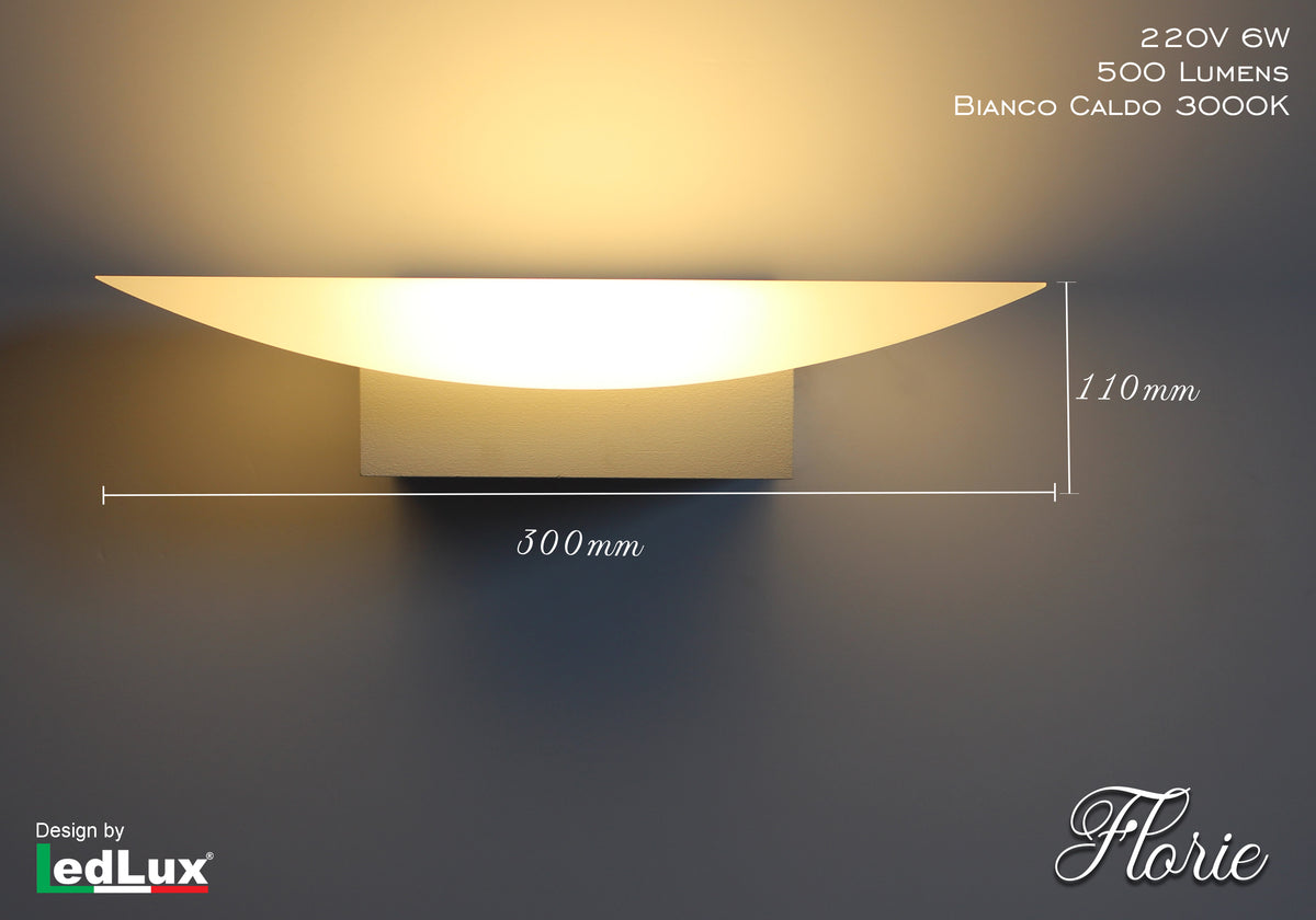Applique Led Da Parete Modello Florie Italian Design Moderna 6W Bianco Caldo