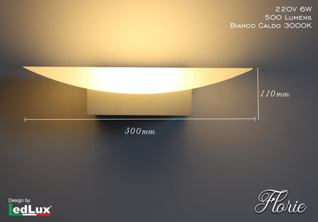 Applique Led Da Parete Modello Florie Italian Design Moderna 6W Bianco Caldo