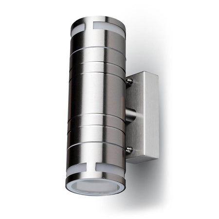 Applique Lampada Da Parete Cilindrato Attacco GU10 IP44 Carcassa Argento Doppio