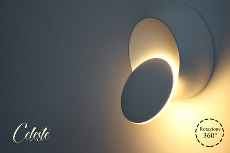 Applique Led Da Parete Celeste 5W Carcassa Bianca Rotondo Bianco Caldo 3000K