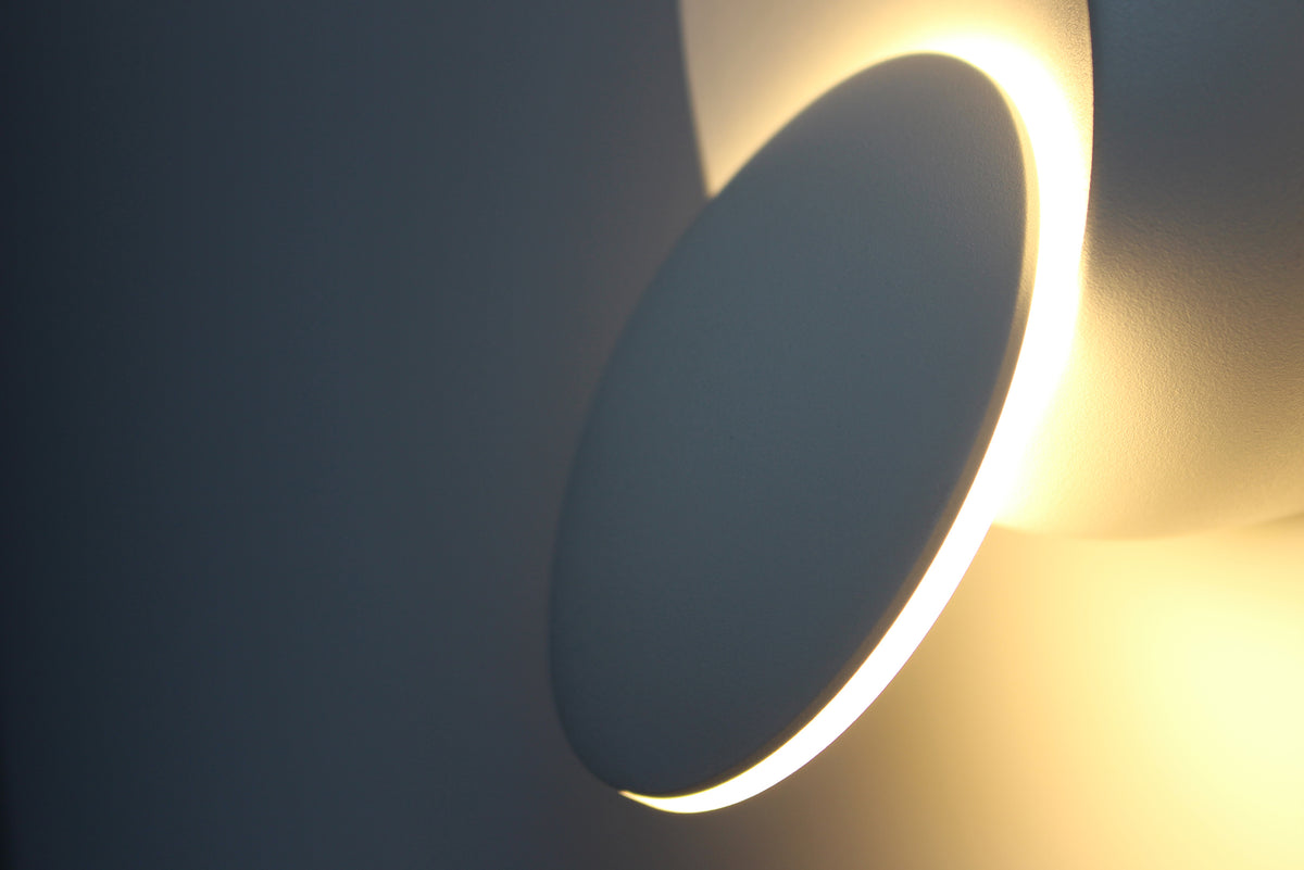 Applique Led Da Parete Celeste 5W Carcassa Bianca Rotondo Bianco Caldo 3000K
