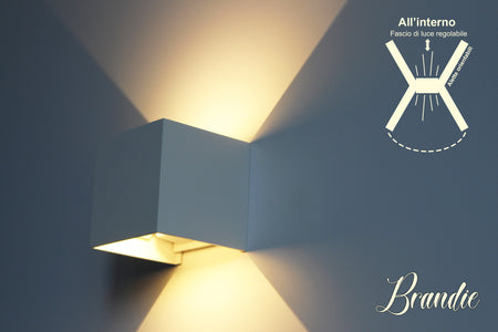 Applique Led Da Parete Brandie 6W Carcassa Bianca Quadrata Bianco Caldo IP65