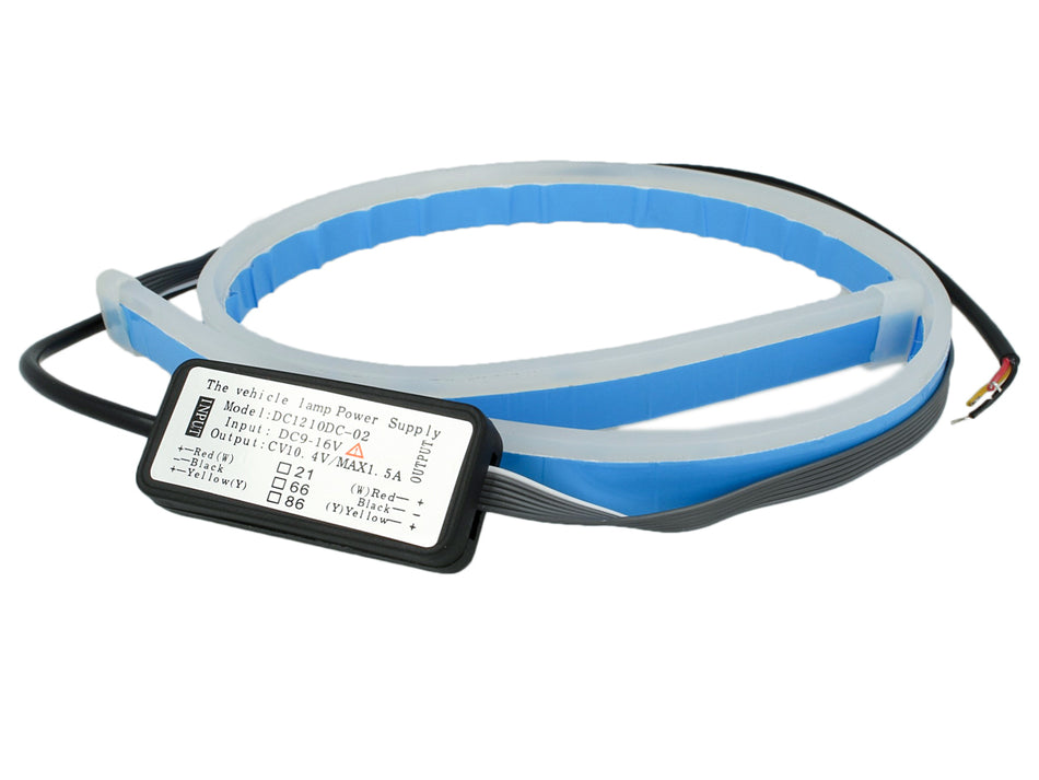 Kit Tubo Neon Strip Led Auto 60cm Bicolor Flessibile Tagliabile Bianco Per Luci