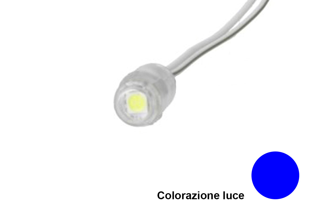 Modulo Bottone LED Da Incasso 1 SMD 5050 Colore Blue 12V IP68 120 Gradi