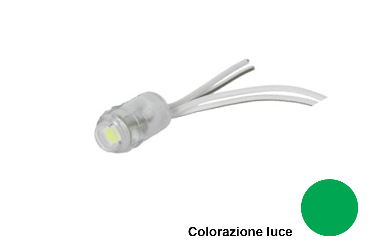 Modulo Bottone LED Da Incasso 1 SMD 5050 Colore Verde 12V IP68 120 Gradi