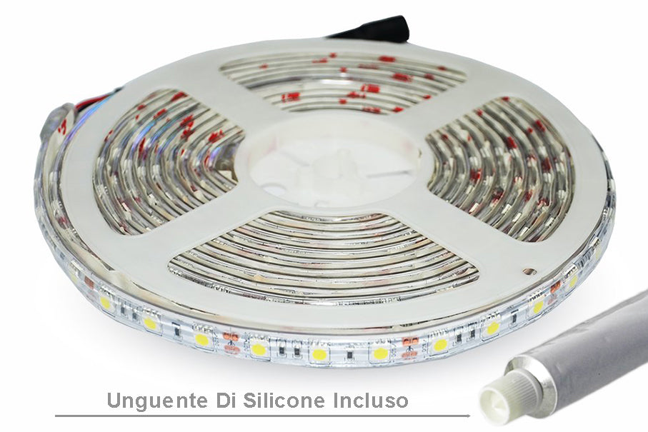 Bobina Led 300 SMD 5050 12V 10,8W/M Neutro 4000K IP65 Impermeabile 5 Metri