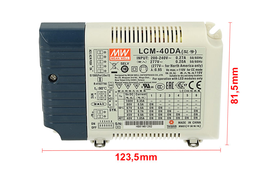 Led Driver CC Meanwell LCM-40DA Dimmerabile DALI Pulsante NO Corrente Costante