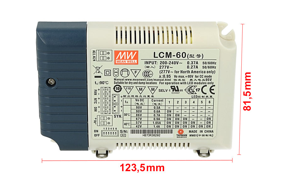 Led Driver CC Meanwell LCM-60 Dimmerabile 0/1-10V 10V PWM Resistance Corrente