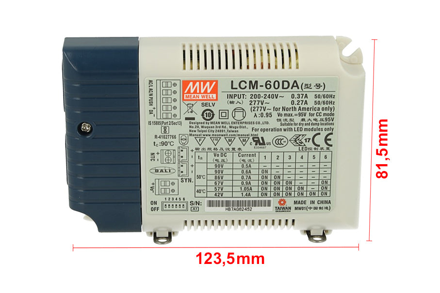 Led Driver CC Meanwell LCM-60DA Dimmerabile DALI Corrente Costante