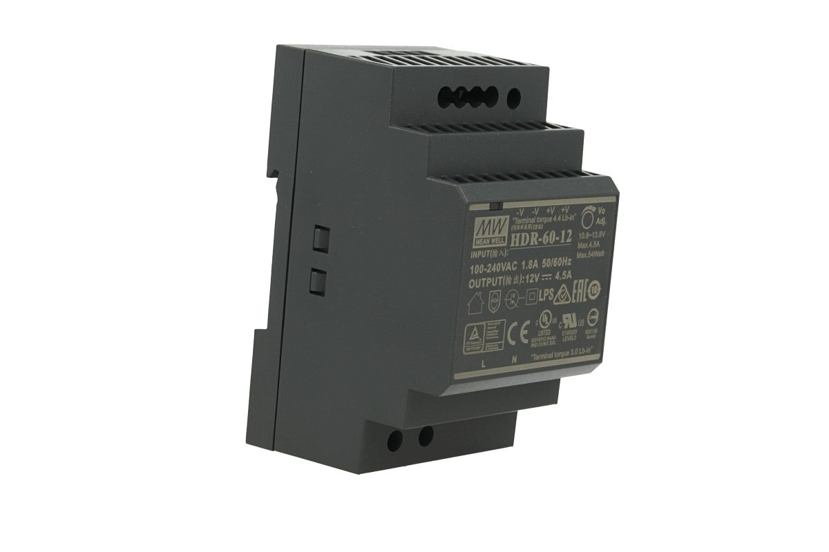 MeanWell HDR-60-12 Trasformatore Rotaia Industriale 12V 54W Barra Guida DIN